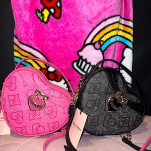 Juicy Couture hot pink and black heart purses